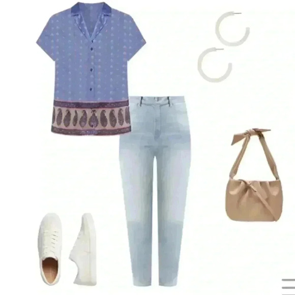 Banana Republic Border Print Boxy Shirt - Picture 4 of 14